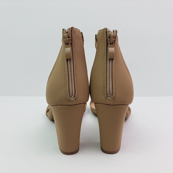 NEW Top Moda Hannah-1 Womens Size 10 Tan 3.5" Heel Rear Zip Ankle Strap Sandals - Picture 7 of 14